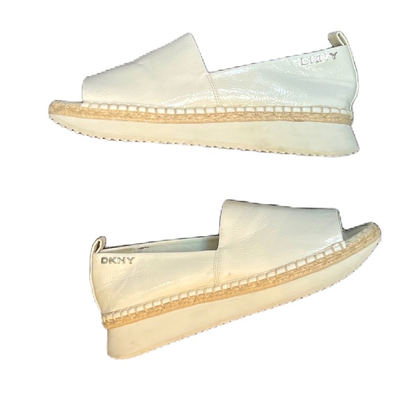 DKNY Orza peep-toe espadrille wedge in white leather Size 10 - Picture 7 of 11